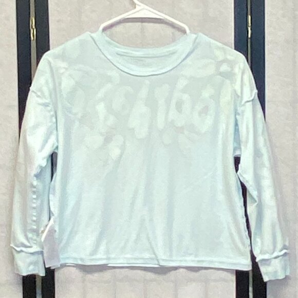 Adidas Girls M Flower Power Blue Long Sleeve Tee Shirt Floral Hearts Graphic Top - Picture 5 of 12